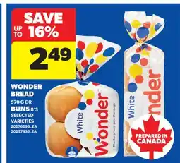 Real Canadian Superstore WONDER BREAD, 570 G OR BUNS, 8'S offer
