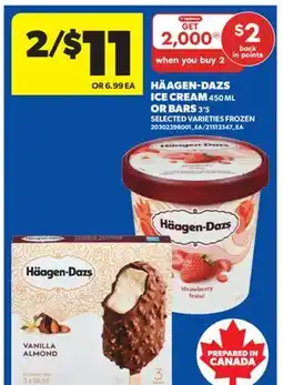 Real Canadian Superstore HÄAGEN-DAZS ICE CREAM 450 ML OR BARS 3' S offer