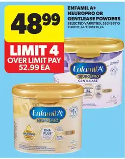Real Canadian Superstore ENFAMIL A + NEUROPRO OR GENTLEASE POWDERS, 553/587 G offer