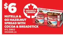 Real Canadian Superstore NUTELLA & GO HAZELNUT SPREAD WITH COCOA & BREADSTICK, 4' S offer