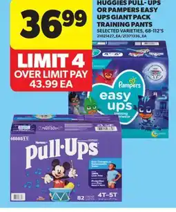 Real Canadian Superstore HUGGIES PULL-UPS OR PAMPERS EASY UPS GIANT PACK TRAINING PANTS, 68-112'S offer
