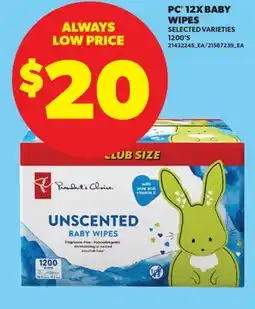 Real Canadian Superstore PC 12X BABY WIPES, 1200' S offer