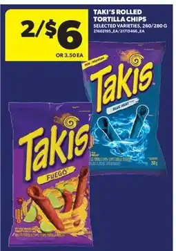 Real Canadian Superstore TAKI'S ROLLED TORTILLA CHIPS, 260/280 G offer