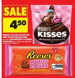 Real Canadian Superstore REESE'S FILLED HEARTS OR RED VELVET MINIATURES, 161/200 G OR HERSHEY'S KISSES POUCHES offer