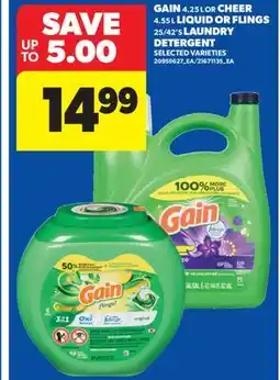 Real Canadian Superstore GAIN 4.25 L OR CHEER 4.55 L LIQUID OR FLINGS 25/42' S LAUNDRY DETERGENT offer