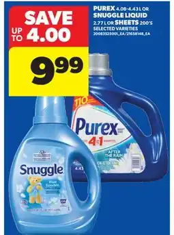 Real Canadian Superstore PUREX, 4.08-4.43 L OR SNUGGLE LIQUID, 2.77 L OR SHEETS, 200' S offer