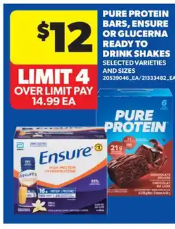 Real Canadian Superstore PURE PROTEIN BARS, ENSURE OR GLUCERNA READY TO DRINK SHAKES offer