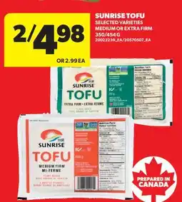 Real Canadian Superstore SUNRISE TOFU, 350/454 G offer