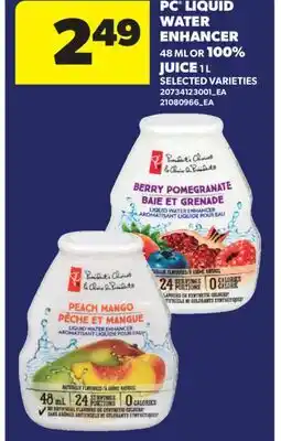 Real Canadian Superstore PC LIQUID WATER ENHANCER 48 ML OR 100% JUICE 1 L offer