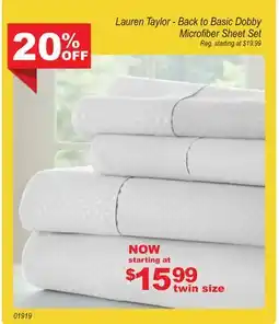 Oxford Mills Lauren Taylor - Back to Basic Dobby Microfiber Sheet Set offer