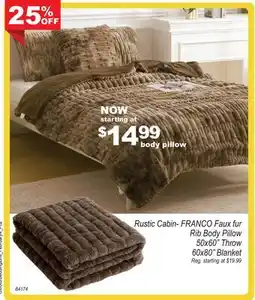 Oxford Mills Rustic Cabin-FRANCO Faux fur Rib Body Pillow offer