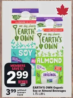 Foodland EARTH'S OWN Organic Soy or Almond Beverages offer