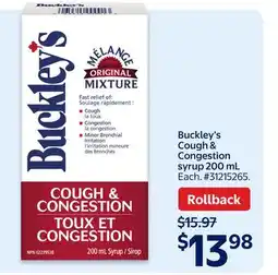 Walmart Buckley's Cough & Congestion syrup offer