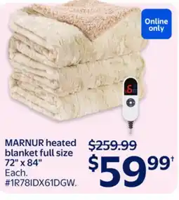 Walmart MARNUR heated blanket full size 72 x 84 offer