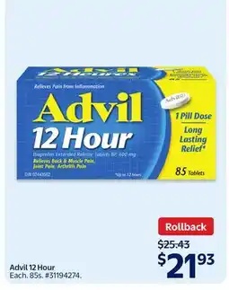 Walmart Advil 12 Hour offer