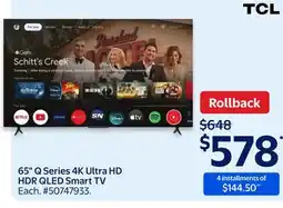 Walmart 65 Q Series 4k Ultra HD HDR QLED Smart TV offer