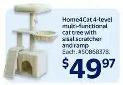Walmart Home4Cat 4-level multi-functional cat tree with sisal scratcher and ramp offer