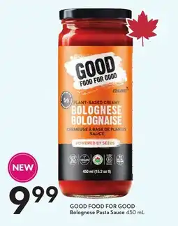 Sobeys GOOD FOOD FOR GOOD Bolognese Pasta Sauce offer