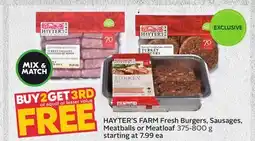 Sobeys HAYTER'S FARM Fresh Burgers, Sausages, Meatballs or Meatloaf offer
