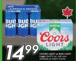 Sobeys COORS LIGHT or BUD LIGHT Lager offer