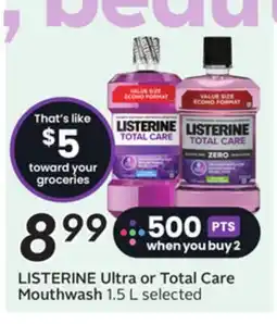 Sobeys LISTERINE Ultra or Total Care Mouthwash offer