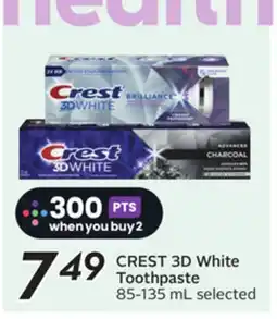 Sobeys CREST 3D White Toothpaste offer