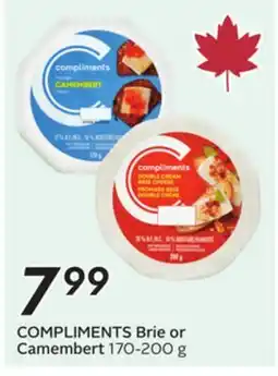 Sobeys COMPLIMENTS Brie or Camembert offer