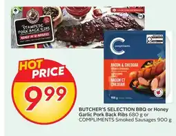 Sobeys BUTCHER'S SELECTION BBQ or Honey Garlic Pork Back Ribs offer