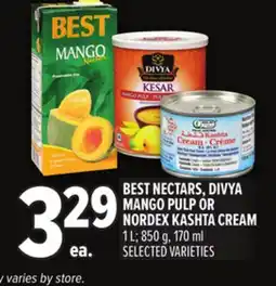 Metro BEST NECTARS, DIVYA MANGO PULP OR NORDEX KASHTA CREAM offer