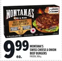 Metro MONTANA'S SWISS CHEESE & ONION BEEF BURGERS offer