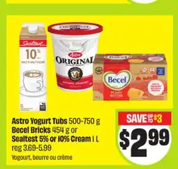 FreshCo Astro Yogurt Tubs 500-750 g Becel Bricks 454 g or Sealtest 5% or 10% Cream 1 L offer