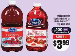 FreshCo Ocean Spray Cocktail 1.89 L or 100% Juice 1.77 L offer
