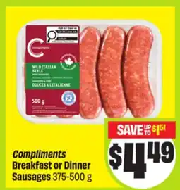 FreshCo Compliments Breakfast or Dinner Sausages offer
