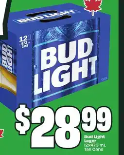 FreshCo Bud Light Lager 12x473 mL Tall Cans offer