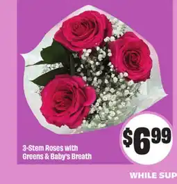 FreshCo 3-Stem Roses with Greens & Baby's Breath offer