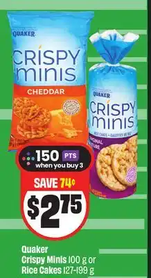 FreshCo Quaker Crispy Minis 100 g or Rice Cakes offer