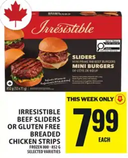 Food Basics IRRESISTIBLE BEEF SLIDERS OR GLUTEN FREE BREADED CHICKEN STRIPS offer