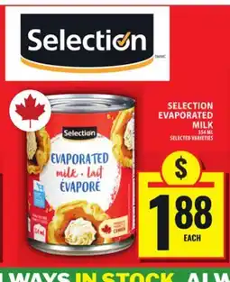 Food Basics SELECTION EVAPORATED MILK offer