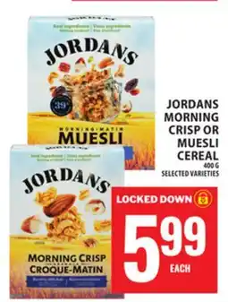 Food Basics JORDANS MORNING CRISP OR MUESLI CEREAL offer