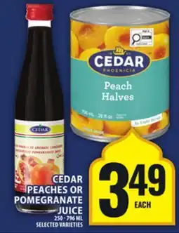 Food Basics CEDAR PEACHES OR POMEGRANATE JUICE offer