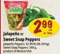 Farm Boy Jalapeño or Sweet Snap Peppers offer