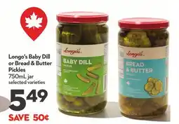 Longo's Longo's Baby Dill or Bread & Butter Pickles offer