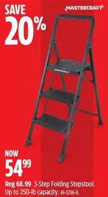 Canadian Tire Mastercraft 3-Step Folding Stepstool. Up to 250-lb capacity offer
