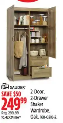 Canadian Tire 2-Door, 2-Drawer Shaker Wardrobe offer