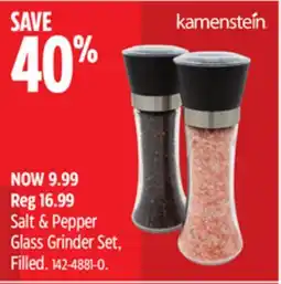 Canadian Tire Kamenstein Salt & Pepper Glass Grinder Set offer