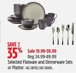 Canadian Tire Selected Flatware and Dinnerware Sets or Platter offer
