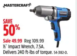 Canadian Tire 1⁄2˝ Impact Wrench, 7.5A. Delivers 240 ft-lbs of torque offer