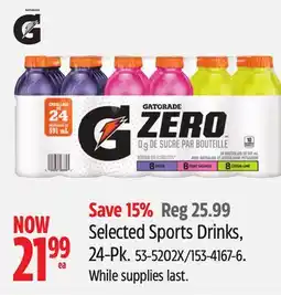 Canadian Tire Selected Sports Drinks 24-Pk offer