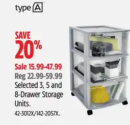 Canadian Tire Selected 3, 5 and 8-Drawer Storage Units offer