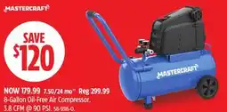 Canadian Tire Mastercraft 8-Gallon Oil-Free Air Compressor. 3.8 CFM @ 90 PSI offer